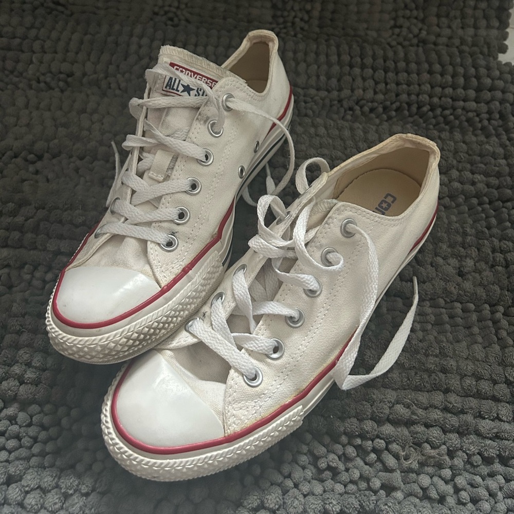 Converse White Sneakers with Red Accents